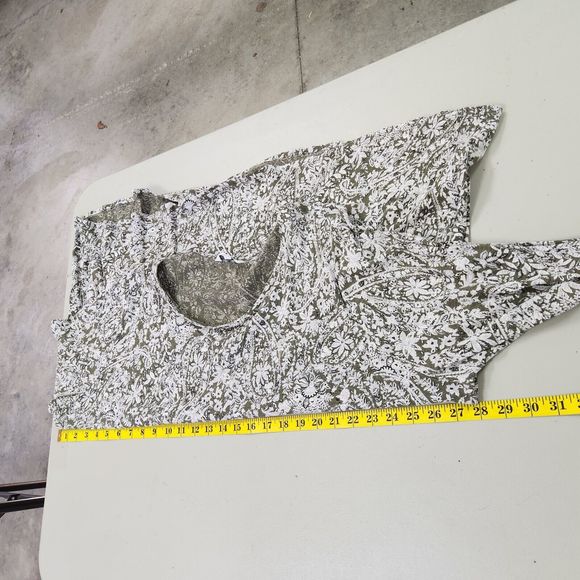 Lucky Brand Womens Plus Scoop Neck Tunic Blouse 3X Green Floral Long Sleeve Boho - Picture 8 of 10